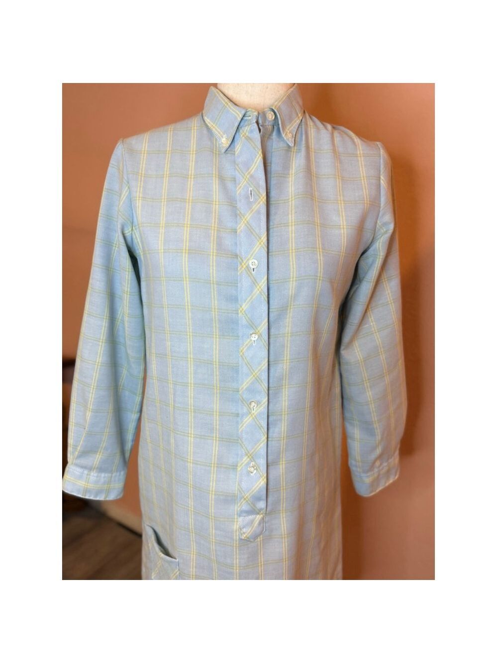 Vintage 1960s Penneys Carol Evans PENN-PREST Plaid Shift Dress - Mod Tunic sz 16 - Picture 3 of 10